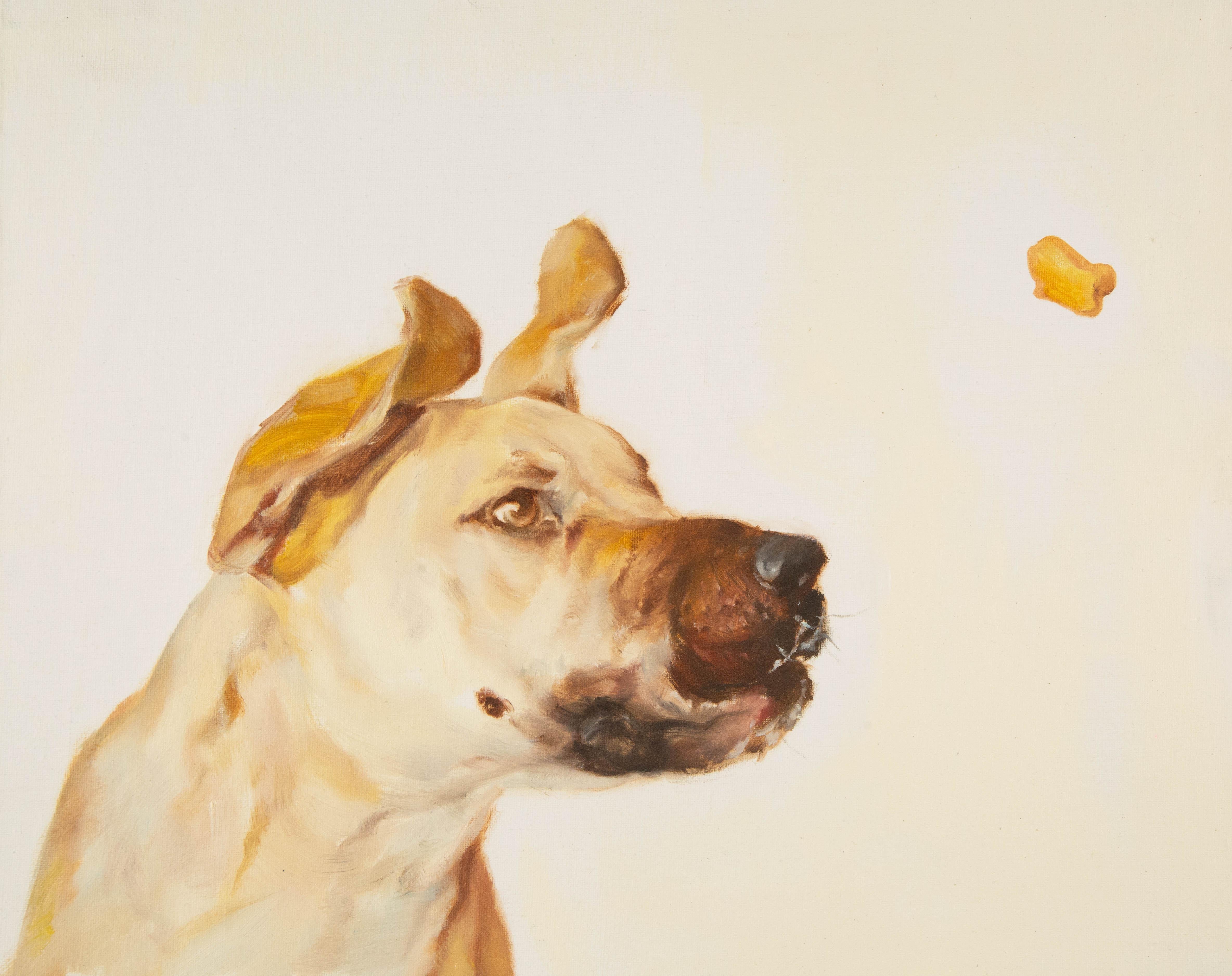  Title: Puppy's Family Series IIV
 Medium: Oil on canvas
 Size: 15.5 x 19.5 inches
 Frame: Framing options available!
 Condition: The painting appears to be in excellent condition.
 Note: This painting is unstretched
 Year: 2000 Circa
 Artist: Jiao