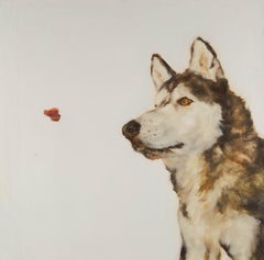 Jiao Wang Animale Pittura ad olio originale "Famiglia di cuccioli serie VI"