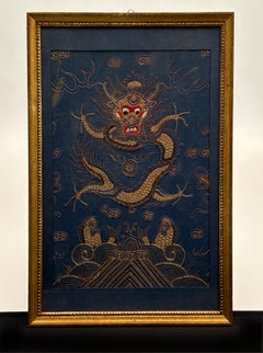 Jiaqing period, 1796–1820 Four-Clawed Gold Couched Dragon Framed Art