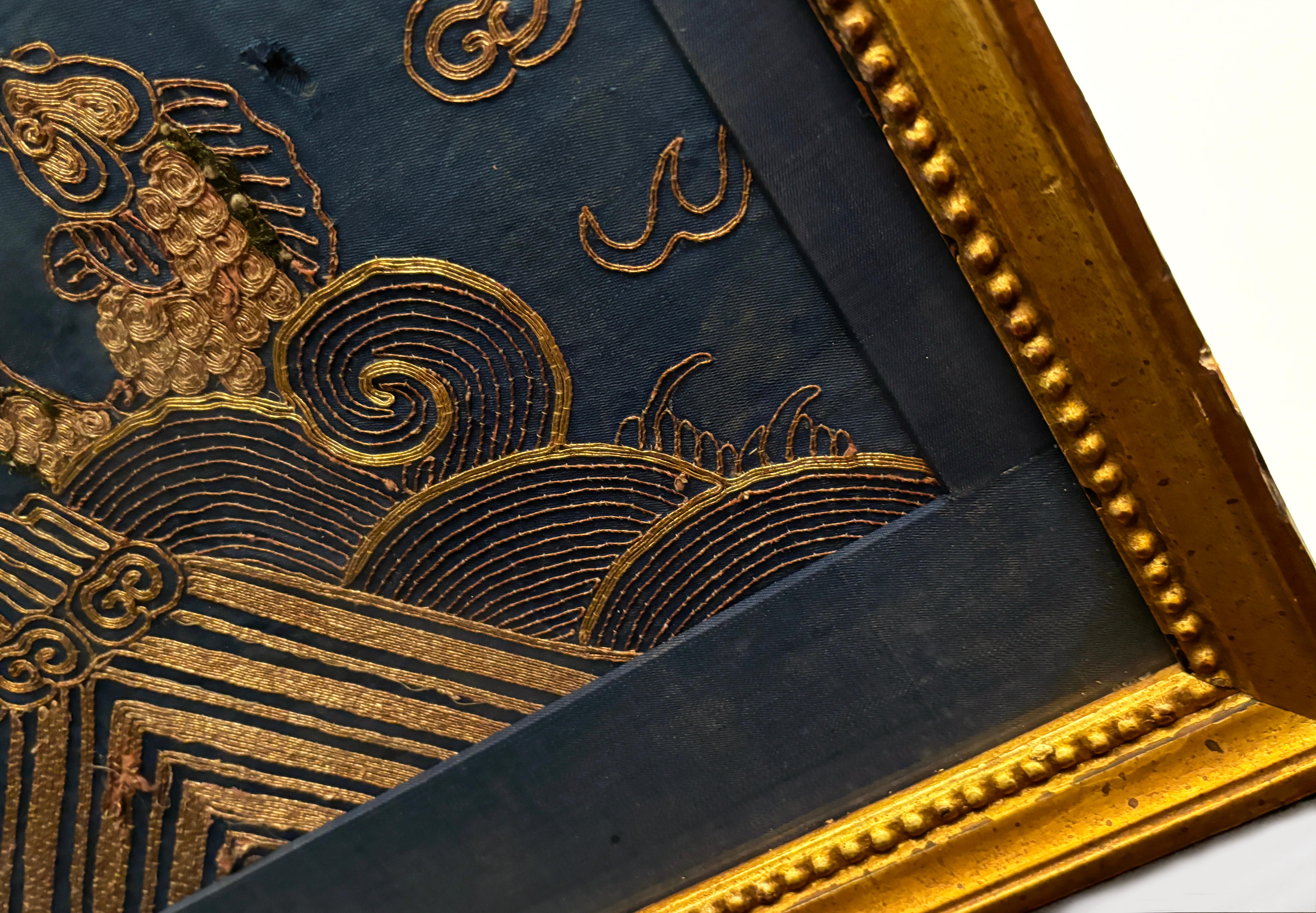 18th Century Jiaqing period, 1796–1820 Four-Clawed Gold Couched Dragon Framed Art For Sale