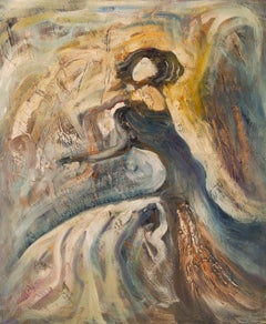 Jiawang Jiang - Peinture à l'huile originale post-impressionniste intitulée « Femme sans titre »