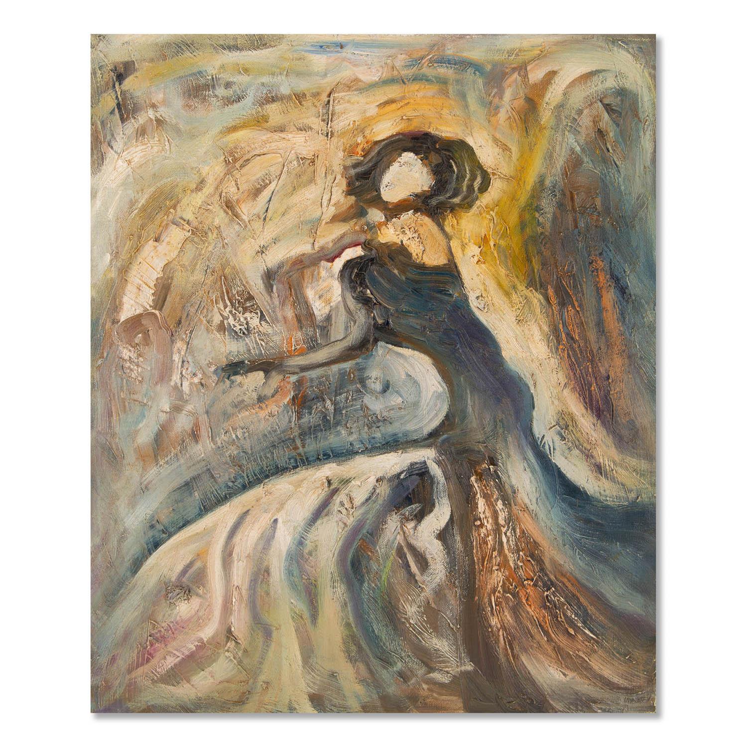 Jiawang Jiang - Peinture à l'huile originale post-impressionniste intitulée « Femme sans titre »