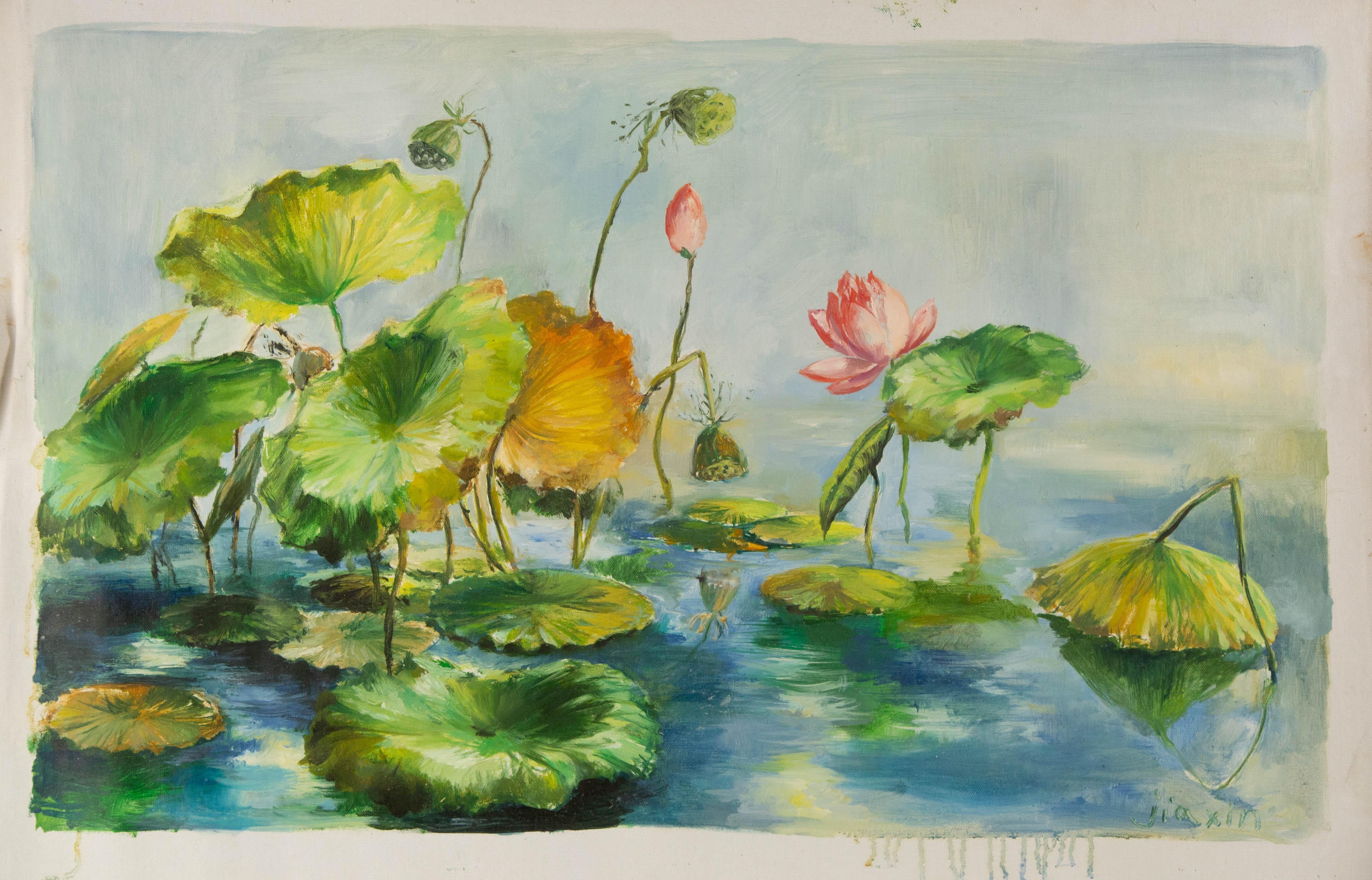 Jiaxin Luo Floral Original Öl auf Leinwand 