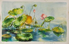 Jiaxin Luo Floral Original Öl auf Leinwand "Lotus"