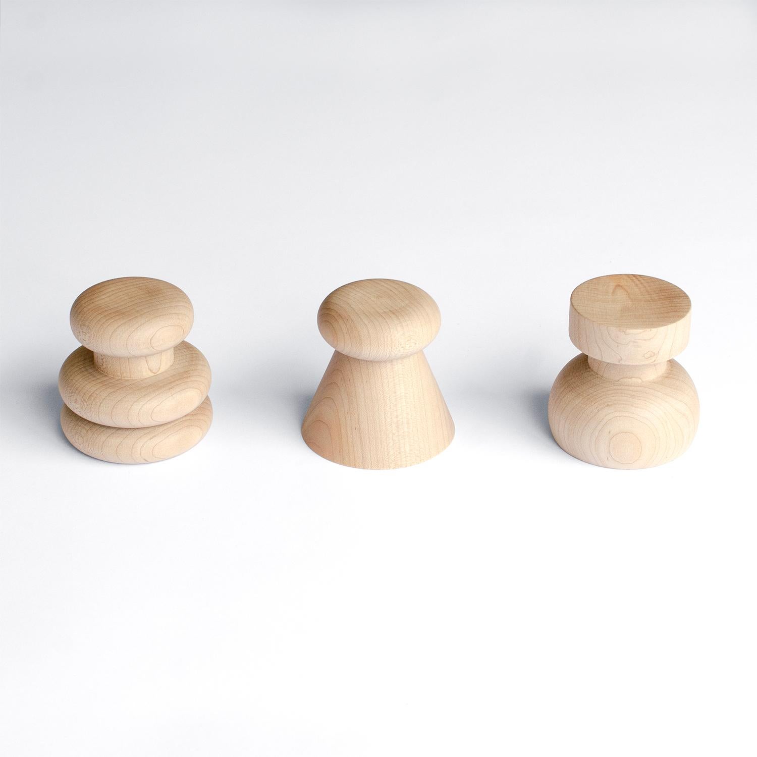 Turned Jib Projects Maple Wall Hooks - Set of 3 For Sale