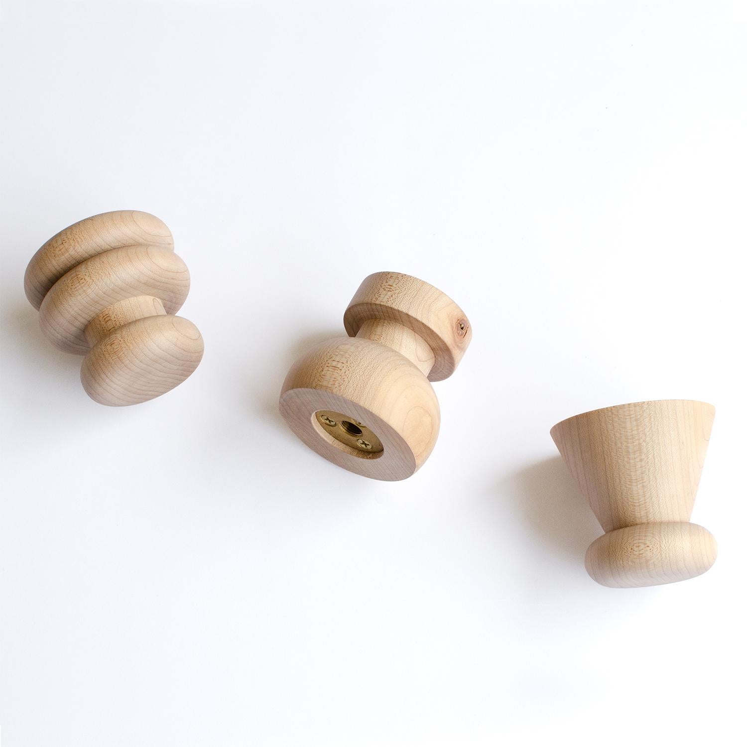 Contemporary Jib Projects Maple Wall Hooks - Set of 3 For Sale