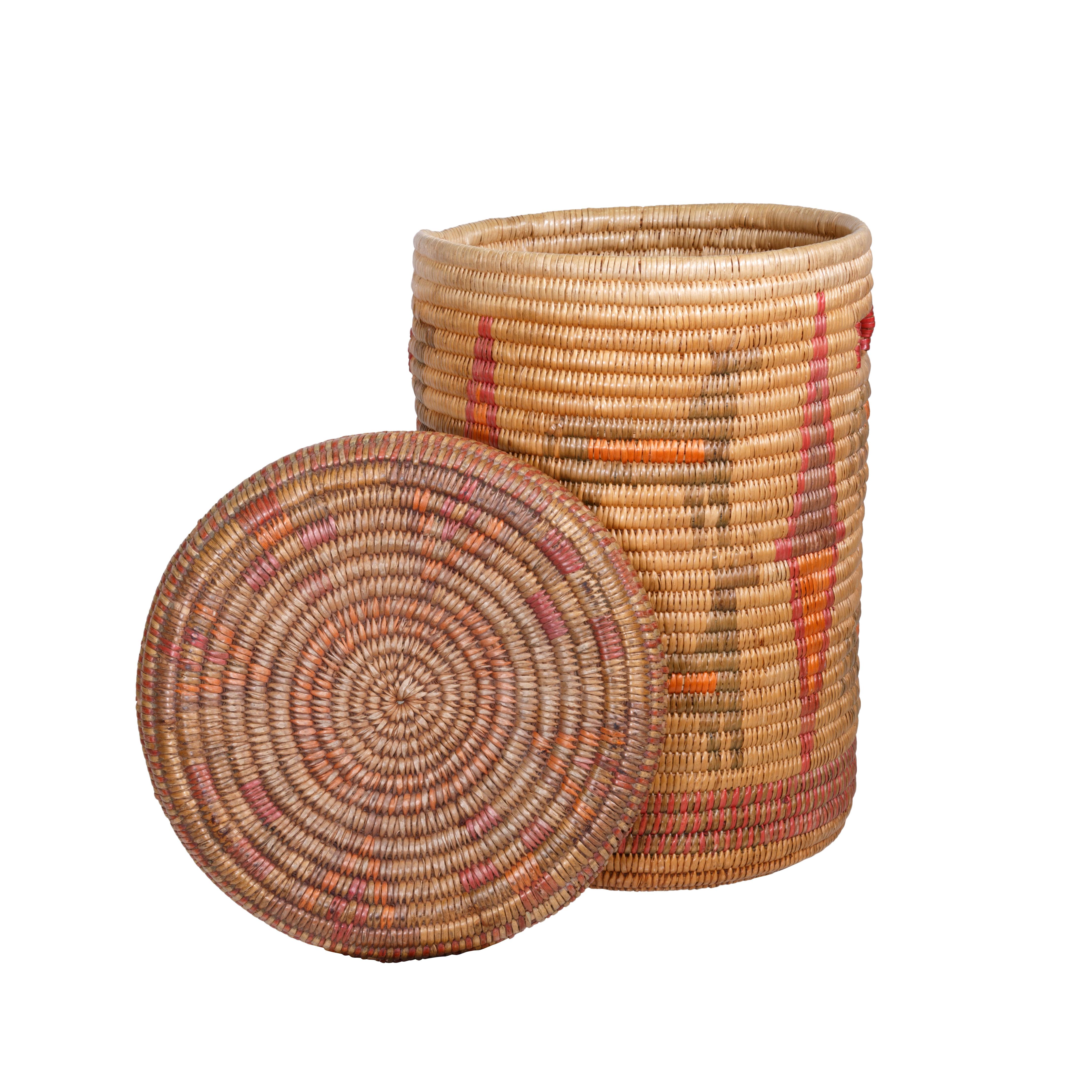 Native American Jicarilla Apache Lidded Basket For Sale