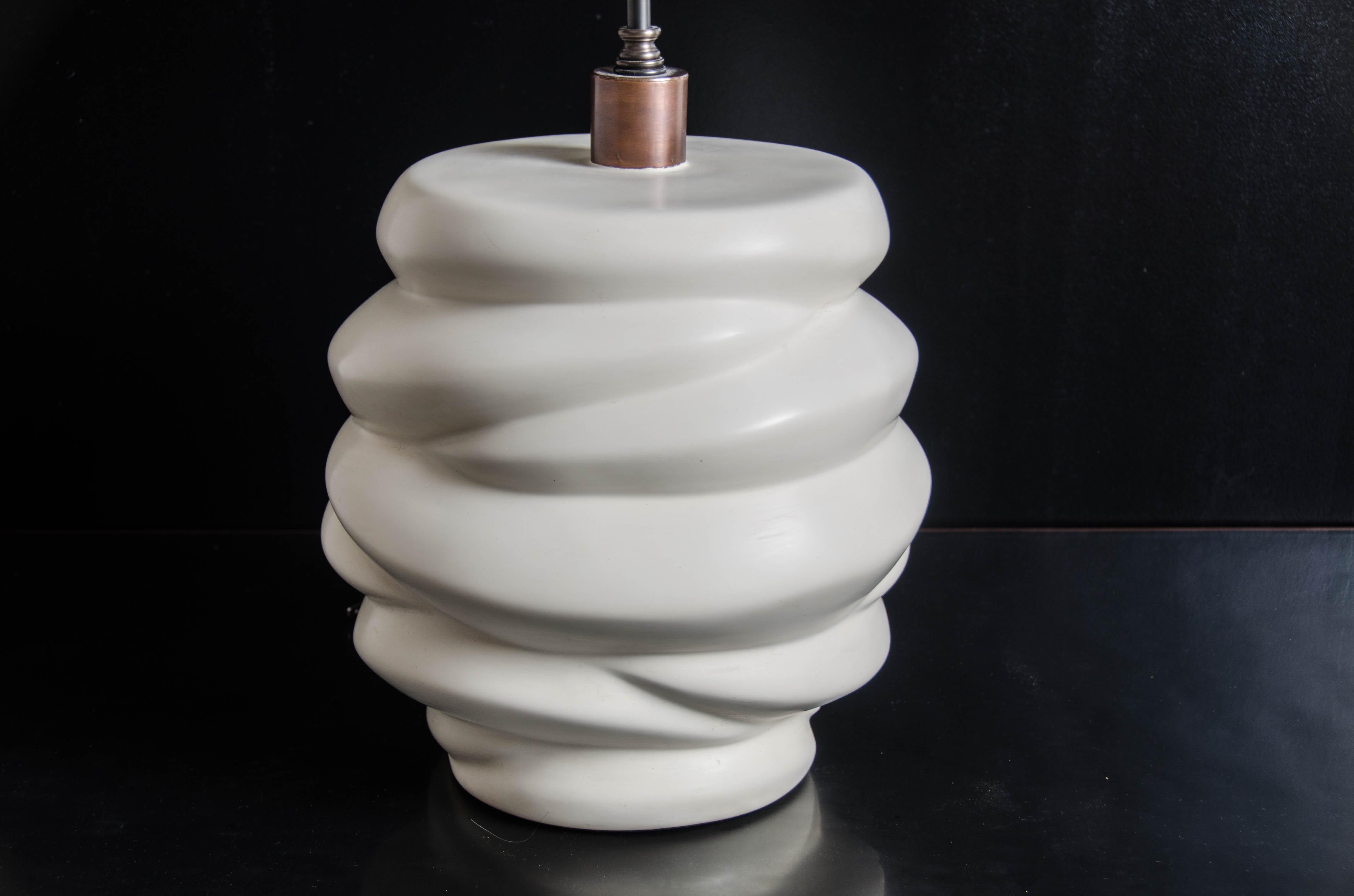 Contemporary Jie Jarlet Lamp, Cream Lacquer by Robert Kuo, Handmade, Limited Edition For Sale