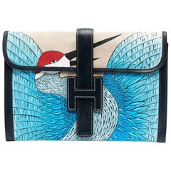 Jige Navy & White Clutch Customised with Bird