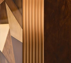 "Jigsaw" Console Table in Brass and Murano Glass Fragments