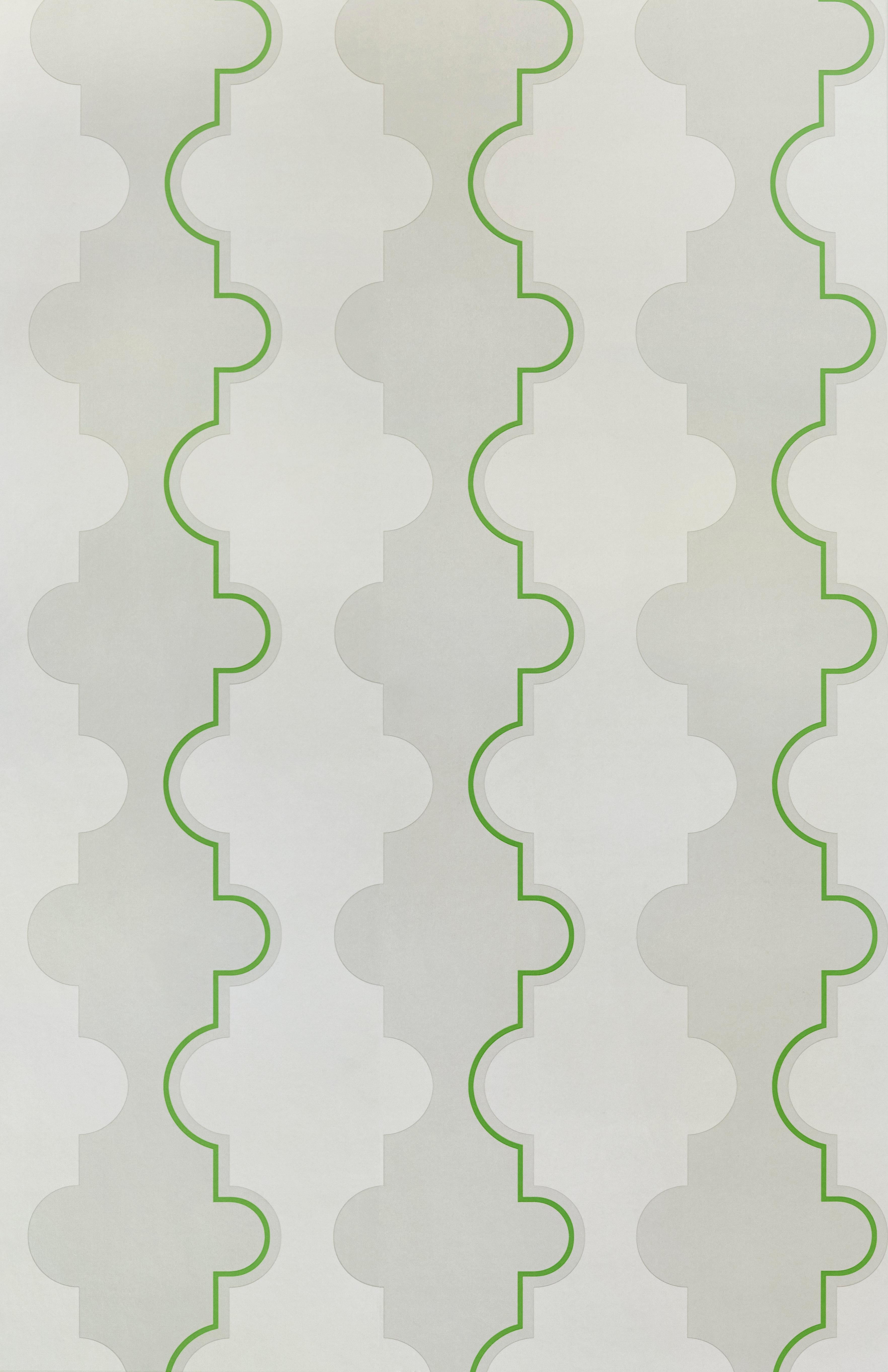 British 'Jigsaw' Contemporary, Traditional Wallpaper in Green For Sale