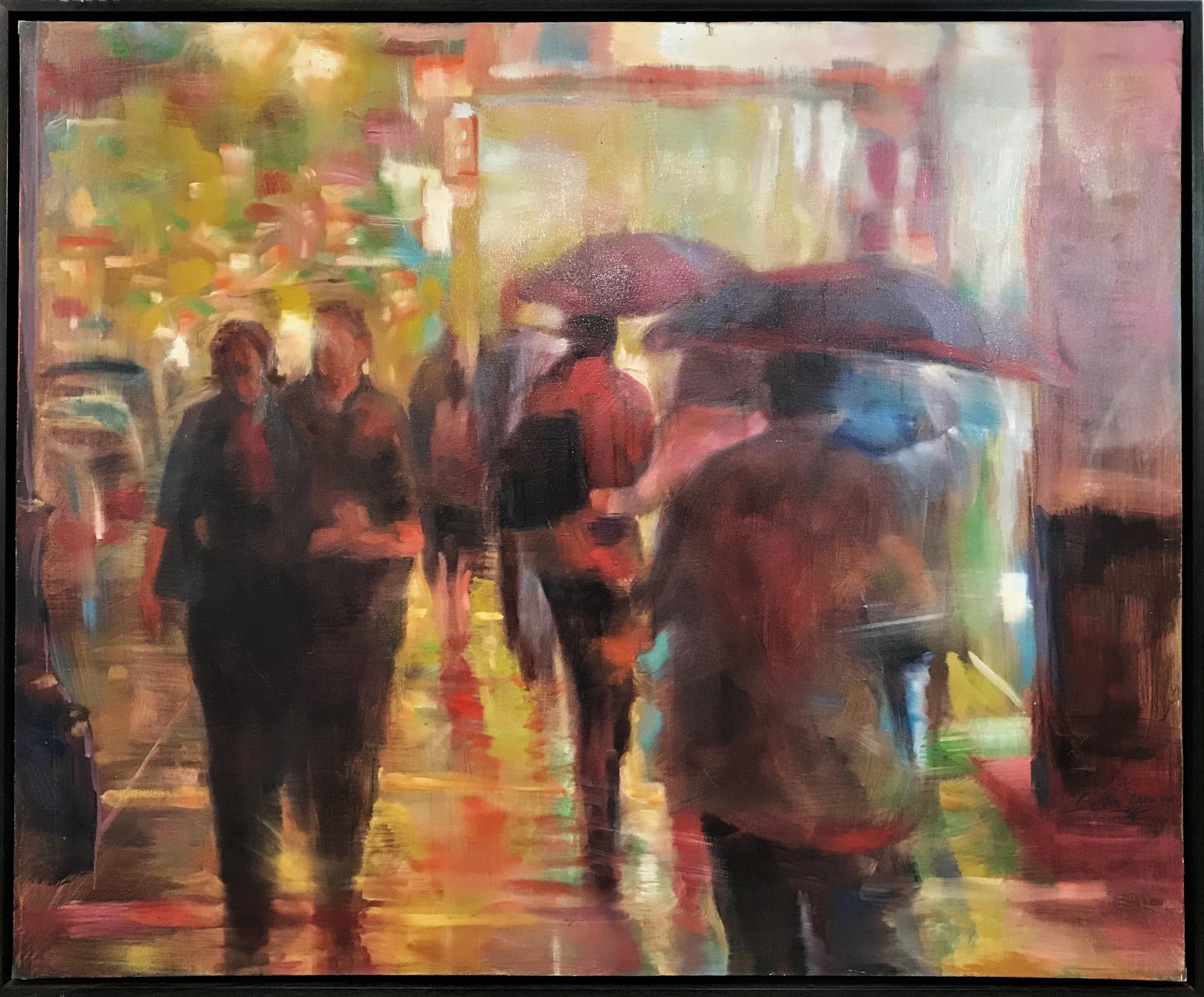 Signed and dated lower right.
Titled ‘Neon Crowd’ en verso.
Medium: oil on canvas

Dimensions (unframed): 55” height x 67” wide
Dimensions (framed): 57” height x 69” wide

Jih-Chin Wu (Taiwanese, born 1971) is internationally renowned
