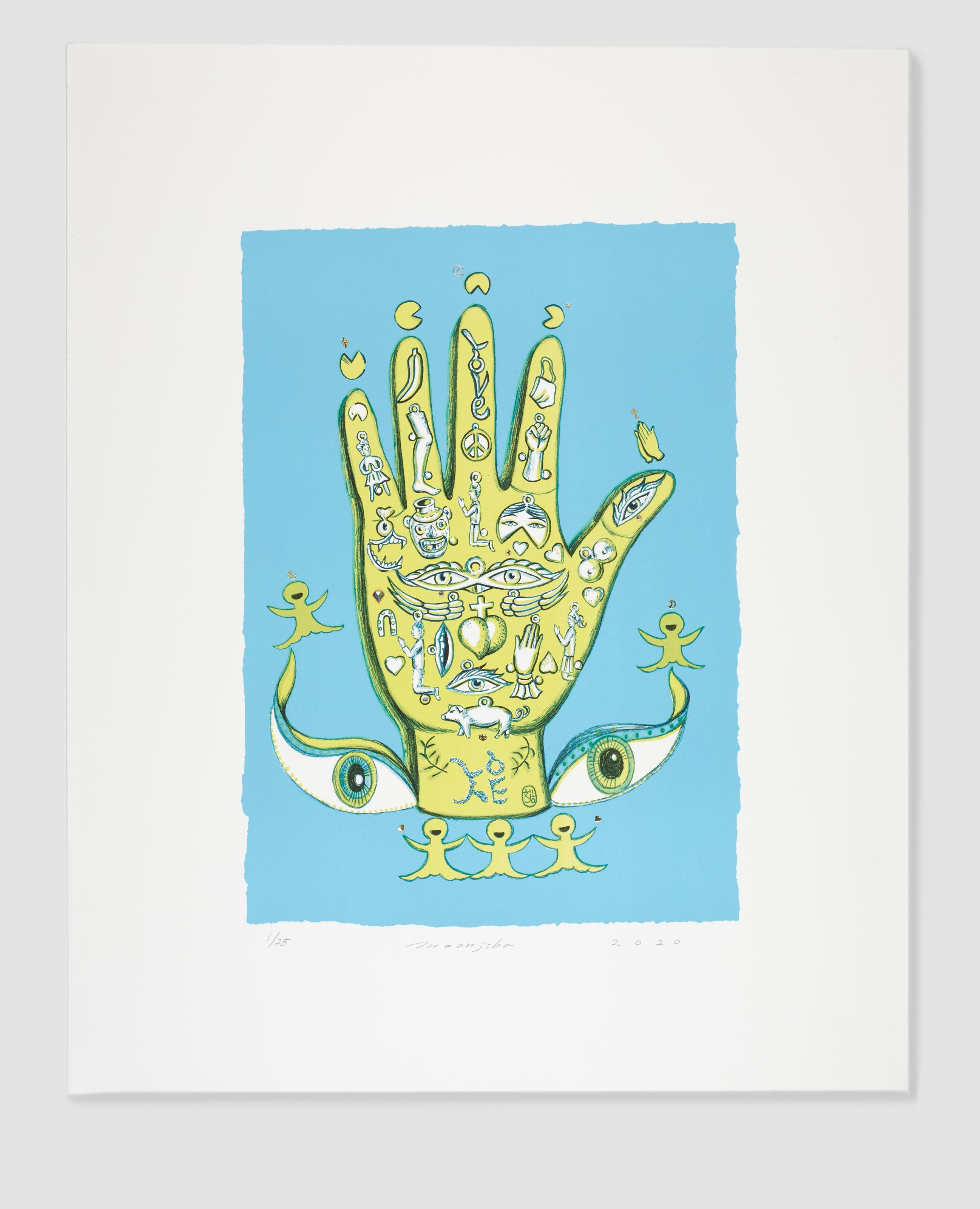 Figurative Print Jiha Moon - La main magique (jaune)