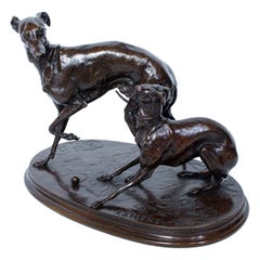 "Jiji and Giselle" Mid-19th Century Bronze Sculptures by Pierre-Jules Mêne