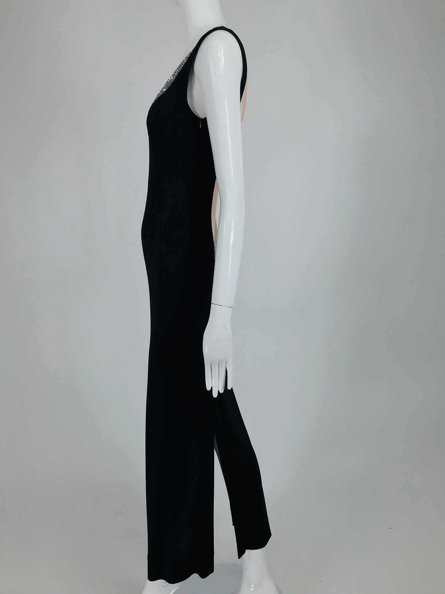 JIKI Monte-Carlo - Robe dos nu en crêpe noir et maille de cristal en maille 7