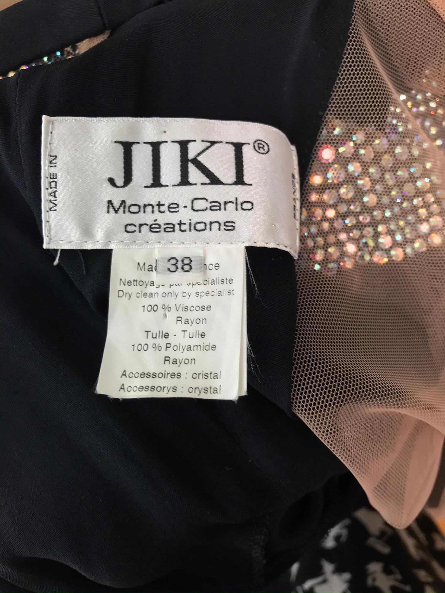 JIKI Monte-Carlo - Robe dos nu en crêpe noir et maille de cristal en maille 8