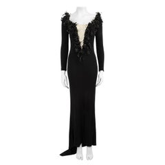 Jiki Monte Carlo - Robe longue noire ornée d'un col en V, taille M