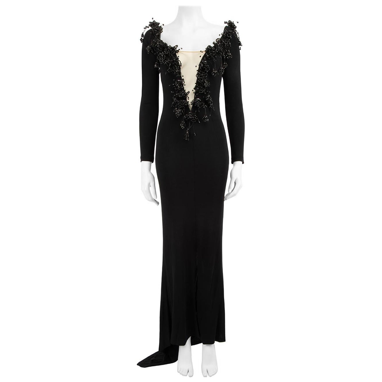 Jiki Monte Carlo - Robe longue noire ornée d
un col en V, taille M
