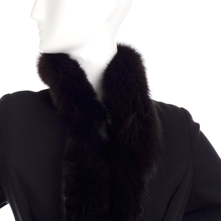 Jiki Monte Carlo Black Wool Beaded Jacket W Fox Fur Trim from Harriet ...