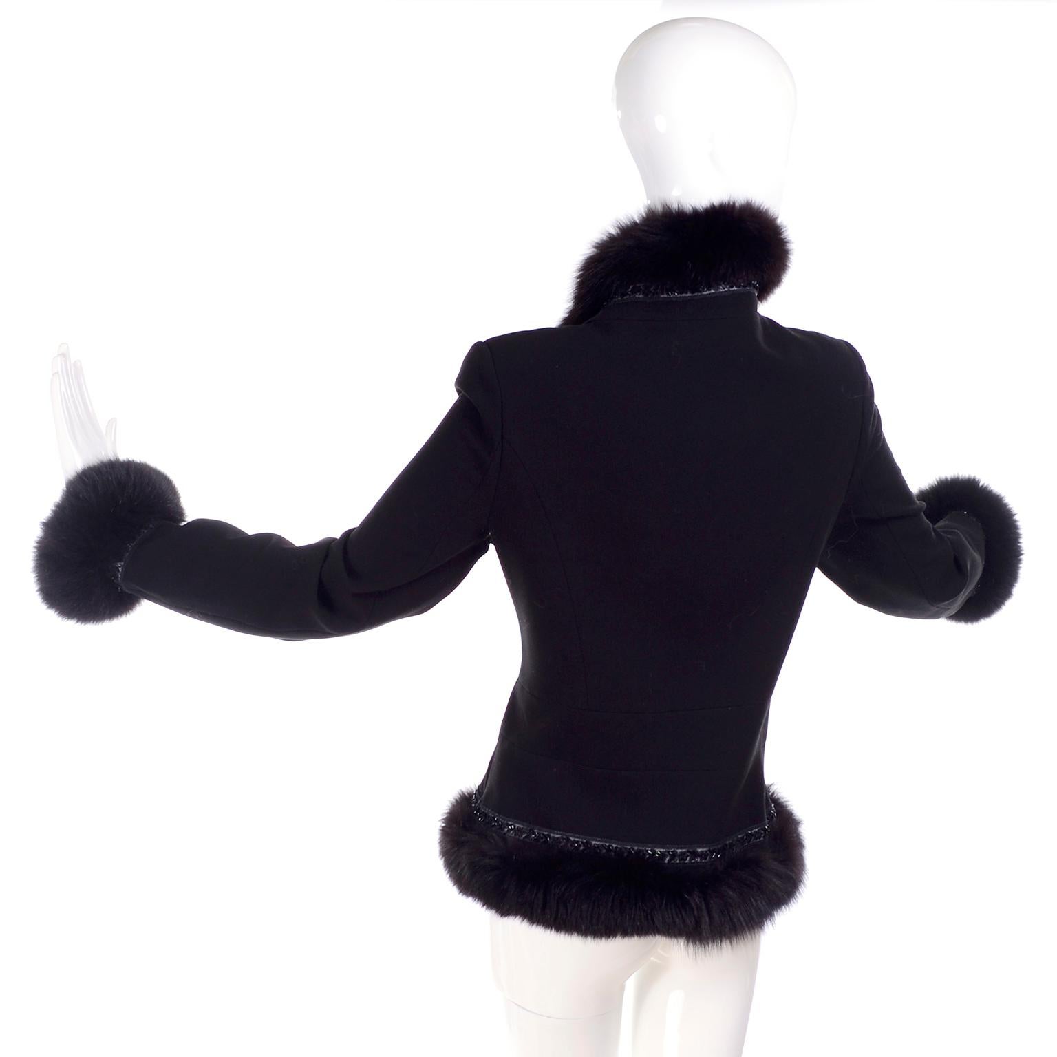 Jiki Monte Carlo Black Wool Beaded Jacket W Fox Fur Trim from Harriet Kassman  2