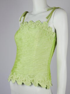 Jiki Monte Carlo Creations Plissé Lace Sleeveless Top with Bow detail 1990s