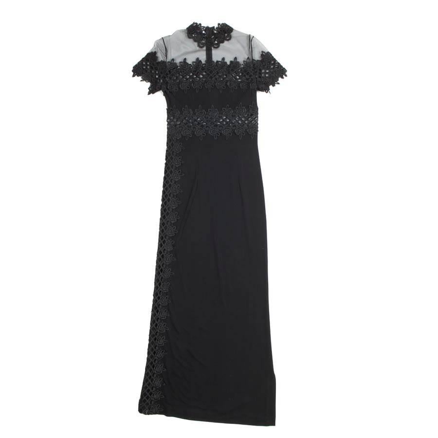 Jiki Monte Carlo Black Viscose Tulle Long Evening Dress For Sale