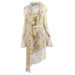 Jiki Monte Carlo Retro 3 Piece Pastel Floral Chiffon Jacket Tube Top & Skirt