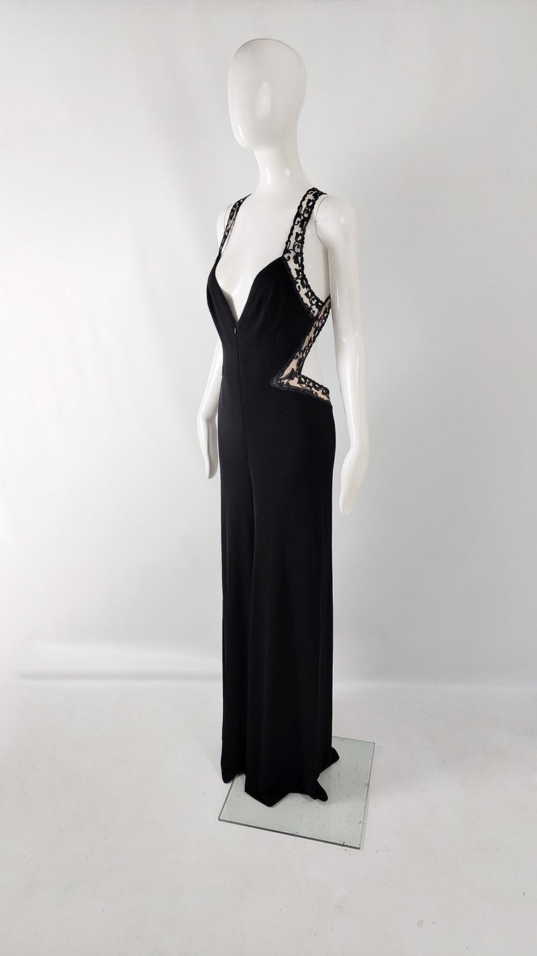 Jiki of Monte Carlo Vintage Incredibly Sexy Wide Leg Cut Out Plunging Jumpsuit In Good Condition For Sale In Doncaster, South Yorkshire