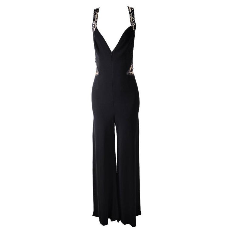 Jiki of Monte Carlo Vintage Incredibly Sexy Wide Leg Cut Out Plunging Jumpsuit For Sale