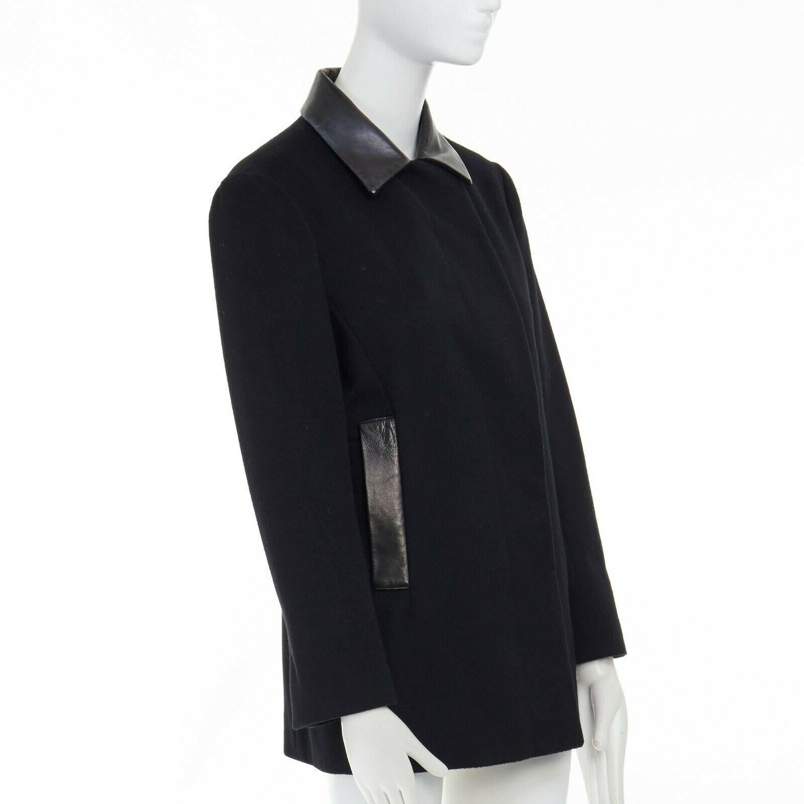JIL SANDER 100% cashmere black collar pocket trim minimal jacket FR34 XS In Good Condition In Hong Kong, NT