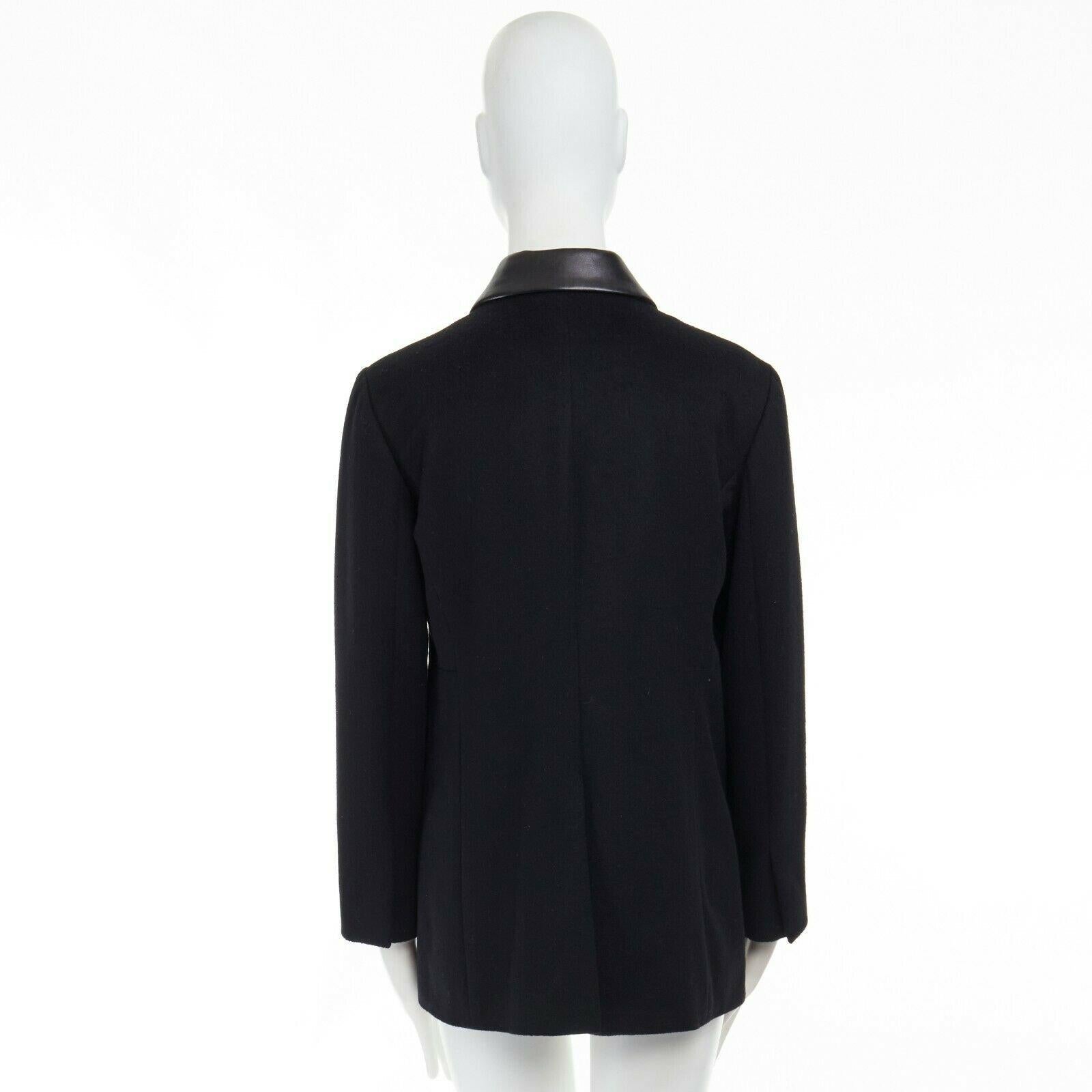 JIL SANDER 100% cashmere black collar pocket trim minimal jacket FR34 XS 1