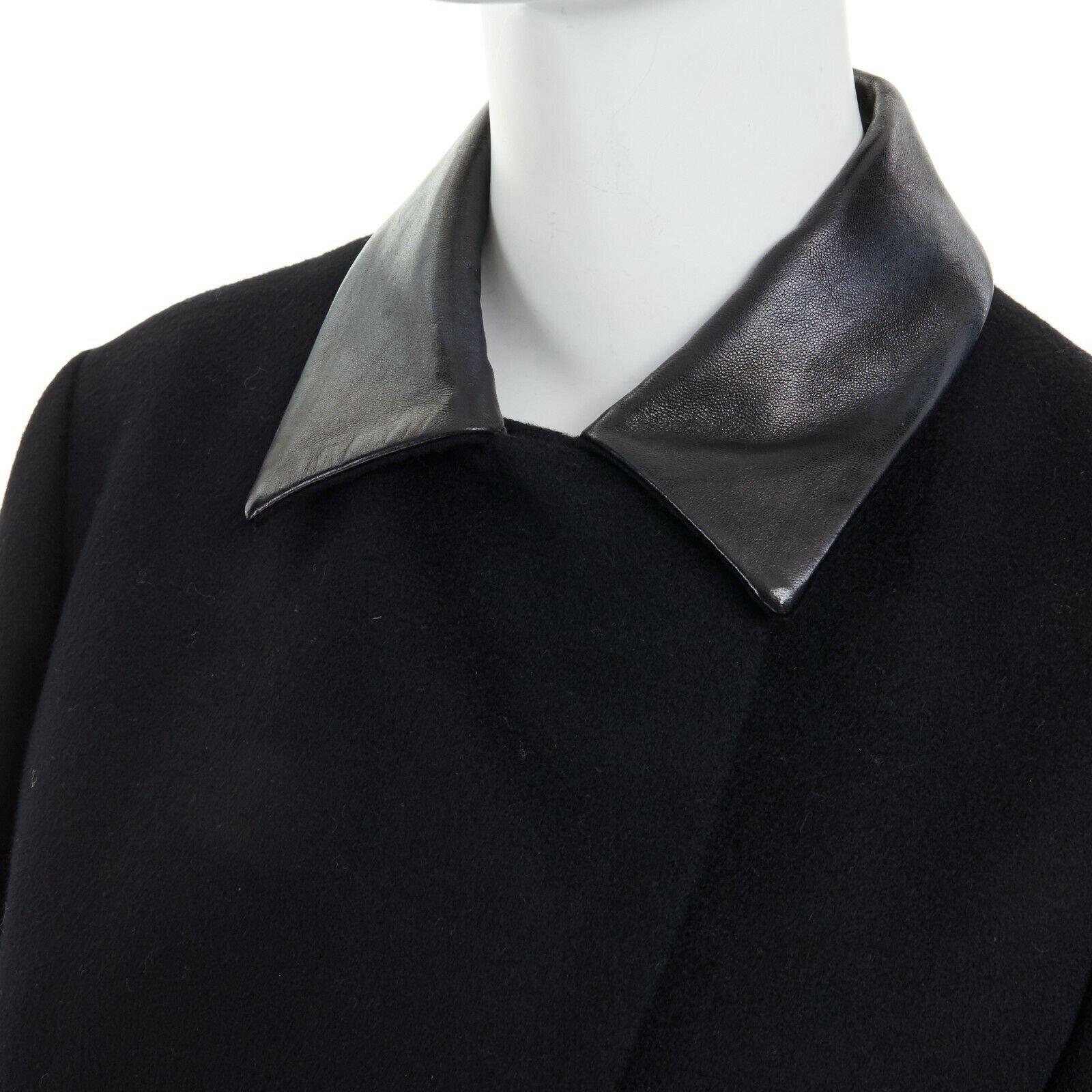 JIL SANDER 100% cashmere black collar pocket trim minimal jacket FR34 XS 3