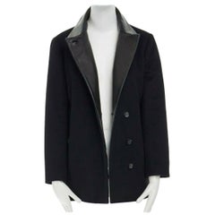 JIL SANDER Chaqueta minimalista con cuello de bolsillo 100% cachemira negra FR34 XS