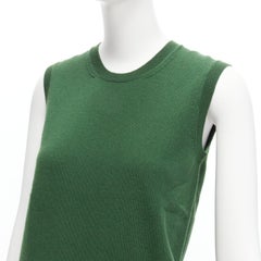 JIL SANDER 100% cashmere verde bosco girocollo senza maniche FR34 XS