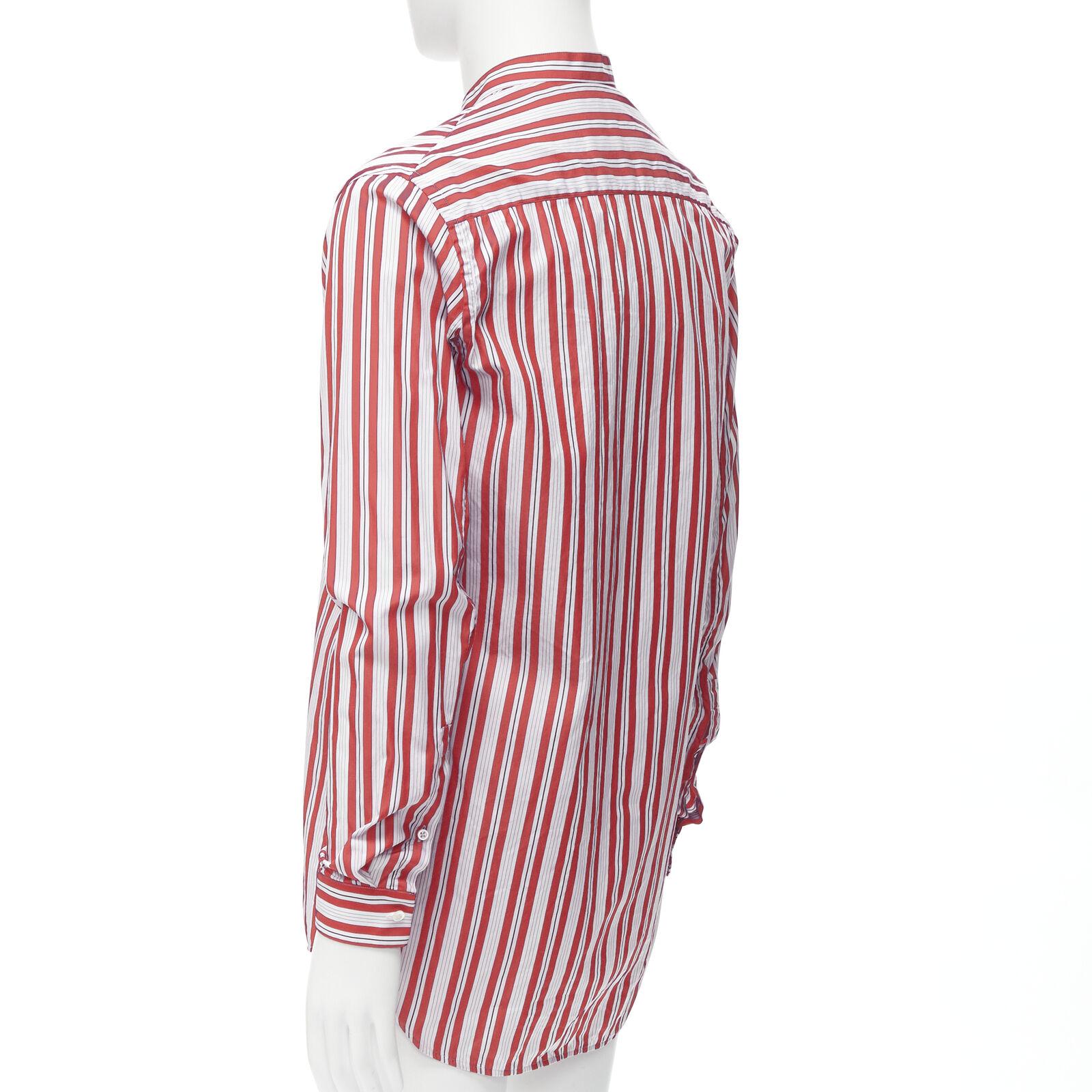 JIL SANDER 100% cotton red vertical stripes deconstructed placket shirt EU38 S For Sale 1