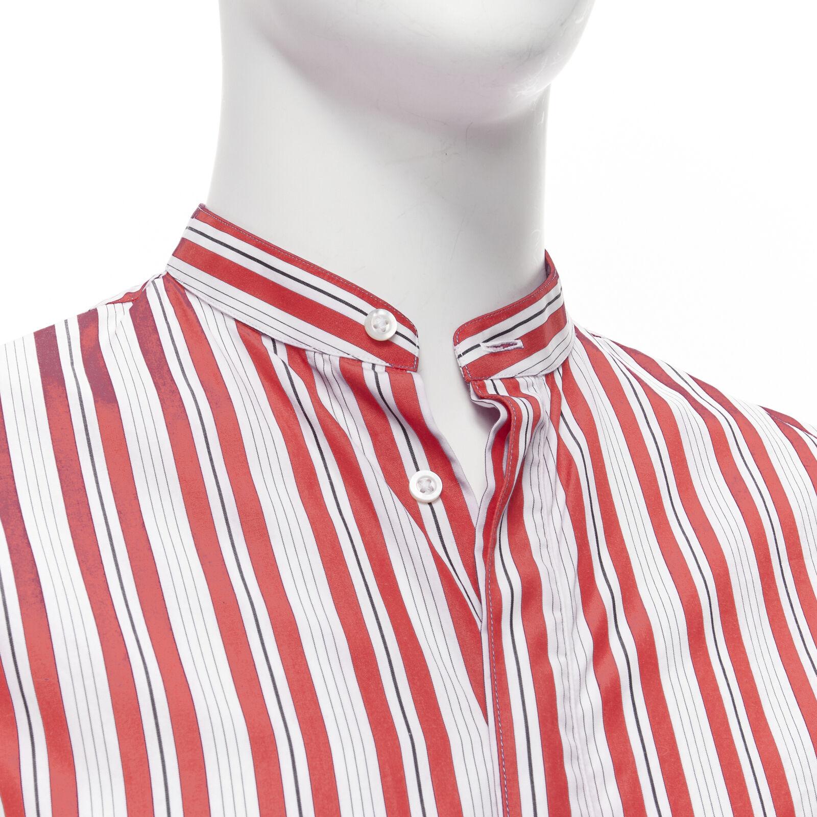 JIL SANDER 100% cotton red vertical stripes deconstructed placket shirt EU38 S For Sale 2
