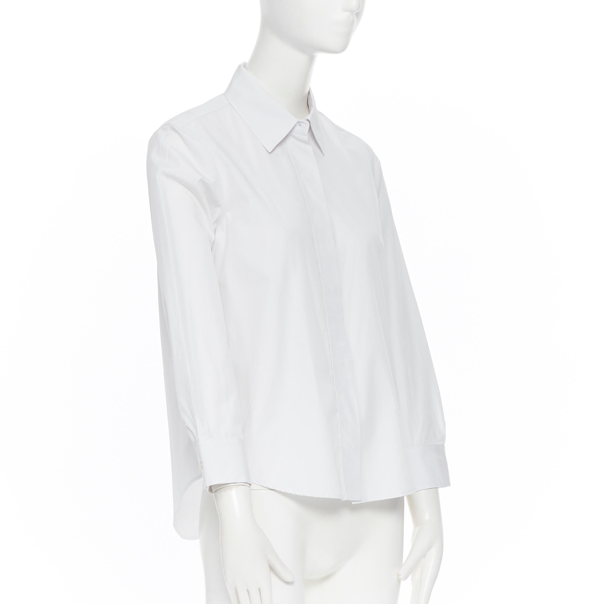 JIL SANDER 100% cotton spead collar 3/4 sleeves curved hem shirt FR34 XS In Excellent Condition In Hong Kong, NT