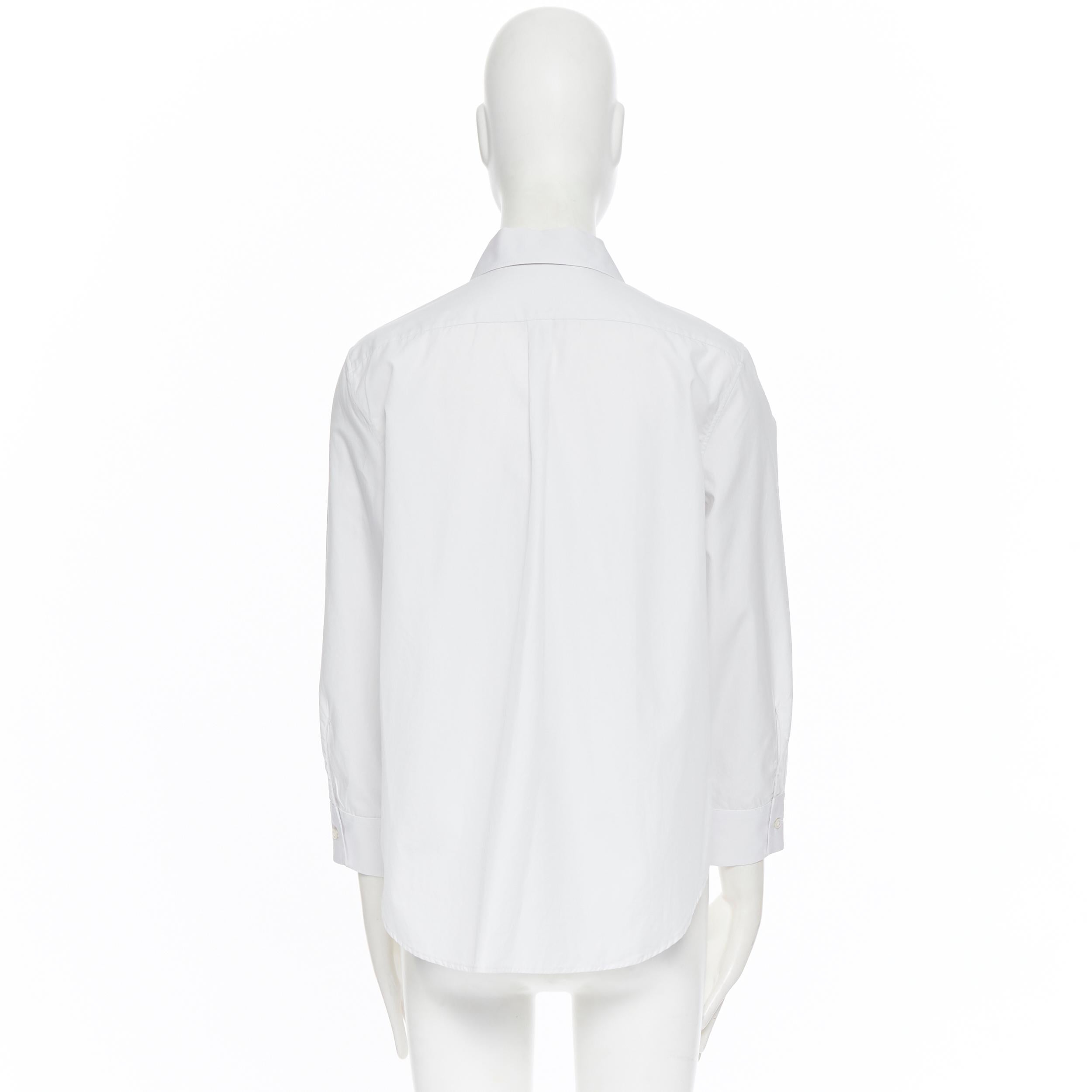 JIL SANDER 100% cotton spead collar 3/4 sleeves curved hem shirt FR34 XS 1