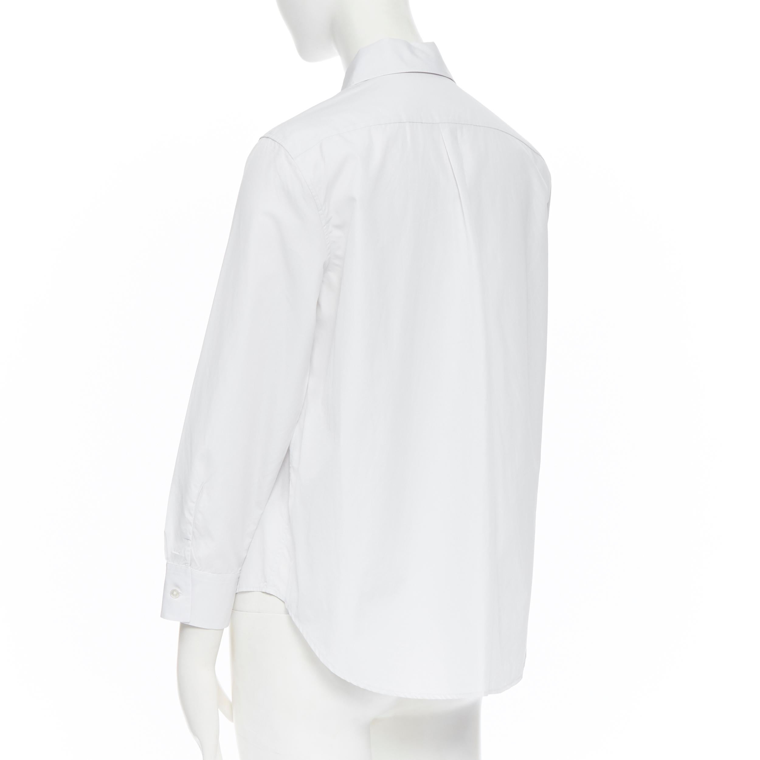 JIL SANDER 100% cotton spead collar 3/4 sleeves curved hem shirt FR34 XS 3
