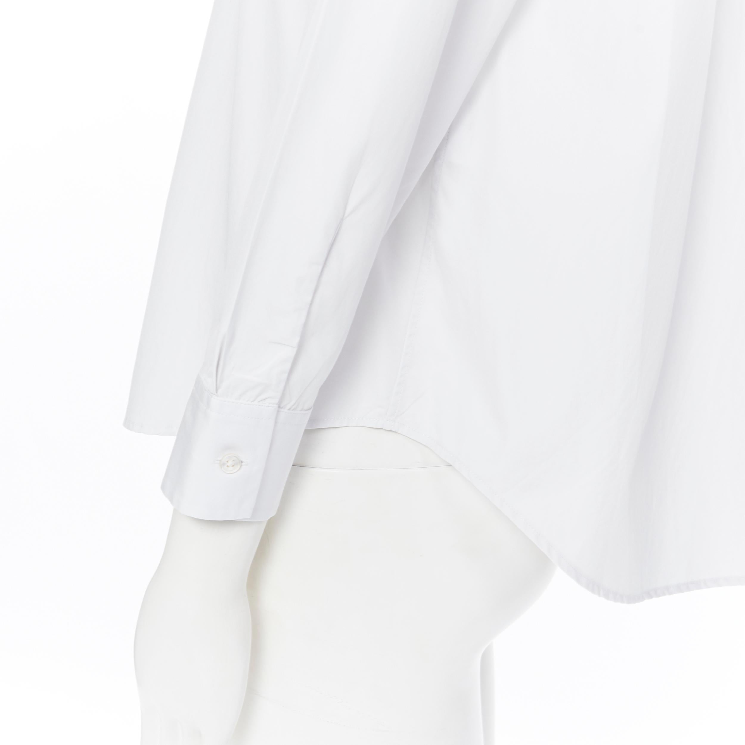 JIL SANDER 100% cotton spead collar 3/4 sleeves curved hem shirt FR34 XS 4