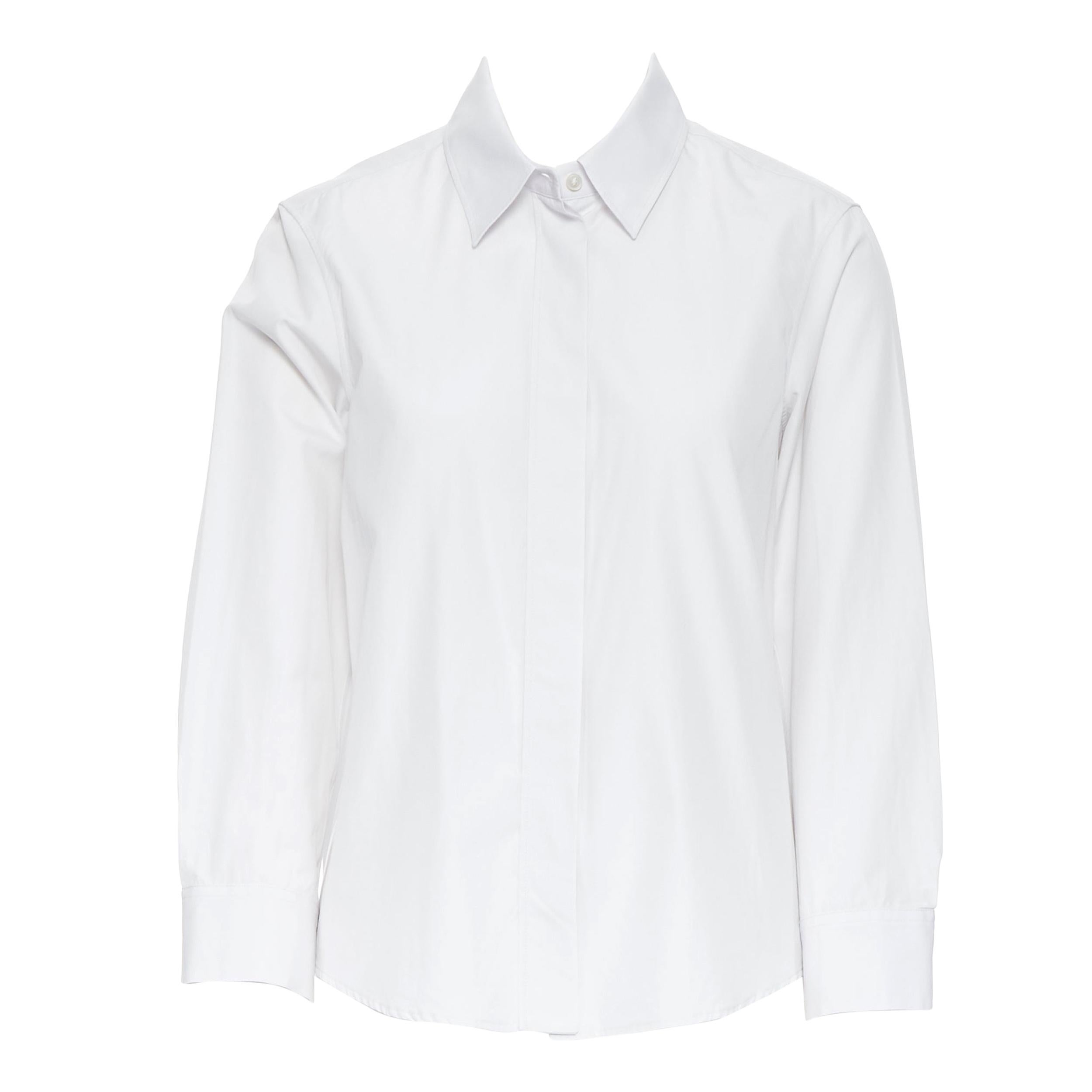 JIL SANDER 100% cotton spead collar 3/4 sleeves curved hem shirt FR34 XS