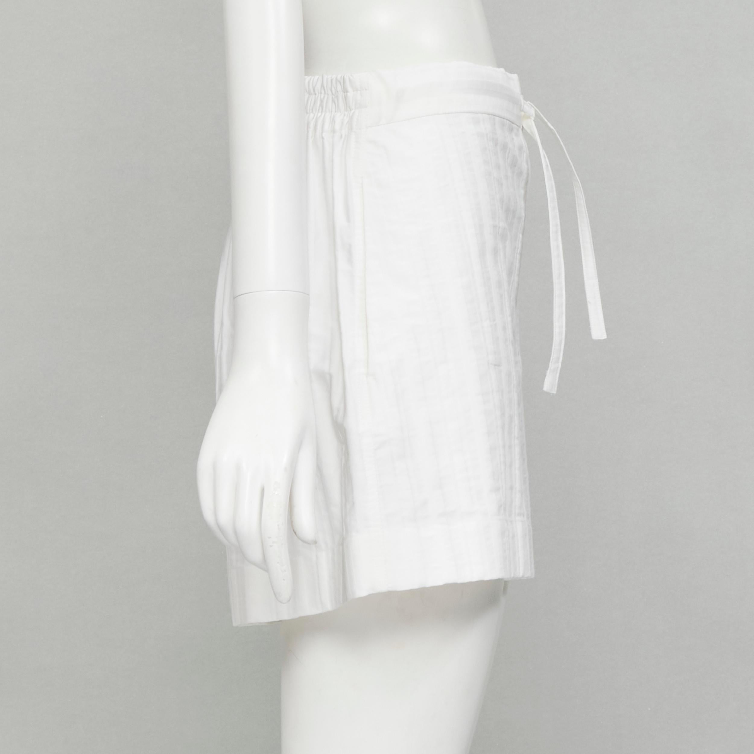 JIL SANDER + 100% weiß gestreifte, hochgestreckte, breite Shorts aus Baumwolle FR34 XS (Grau) im Angebot