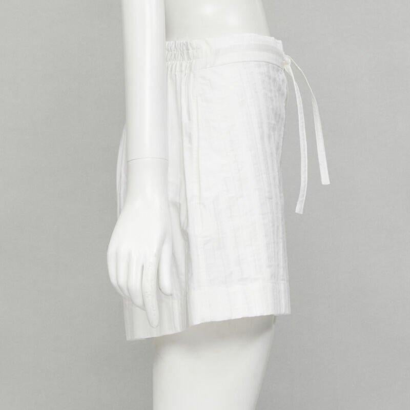 Gray JIL SANDER + 100% cotton white striped high rise wide shorts FR34 XS