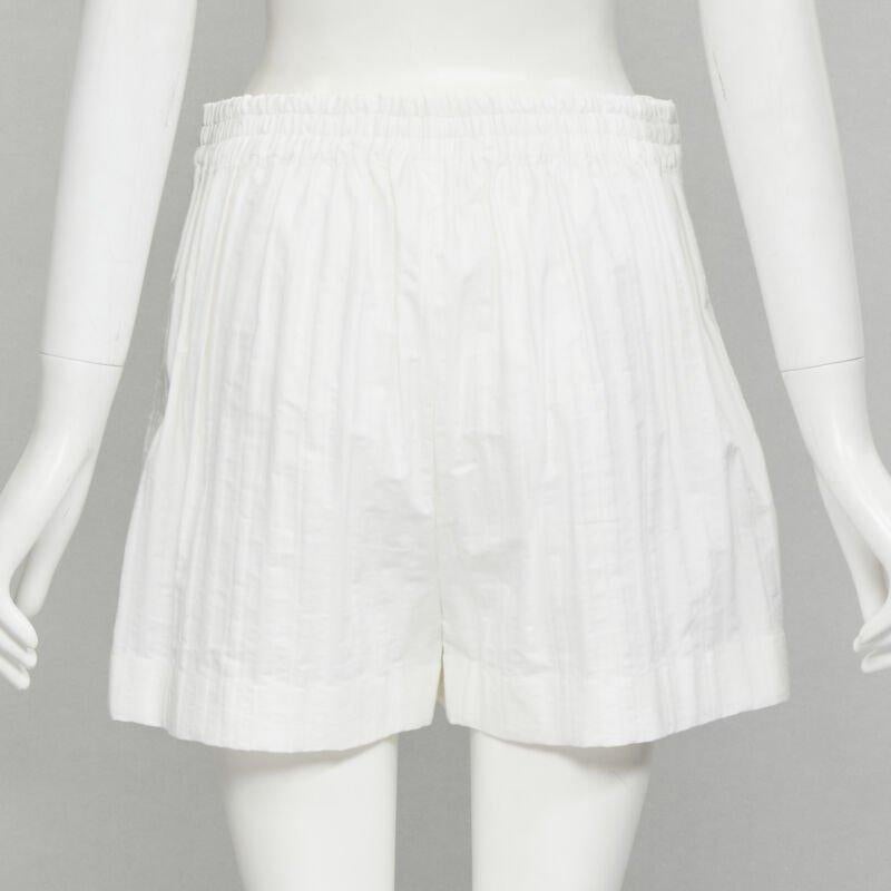 JIL SANDER + 100% cotton white striped high rise wide shorts FR34 XS In Excellent Condition In Hong Kong, NT