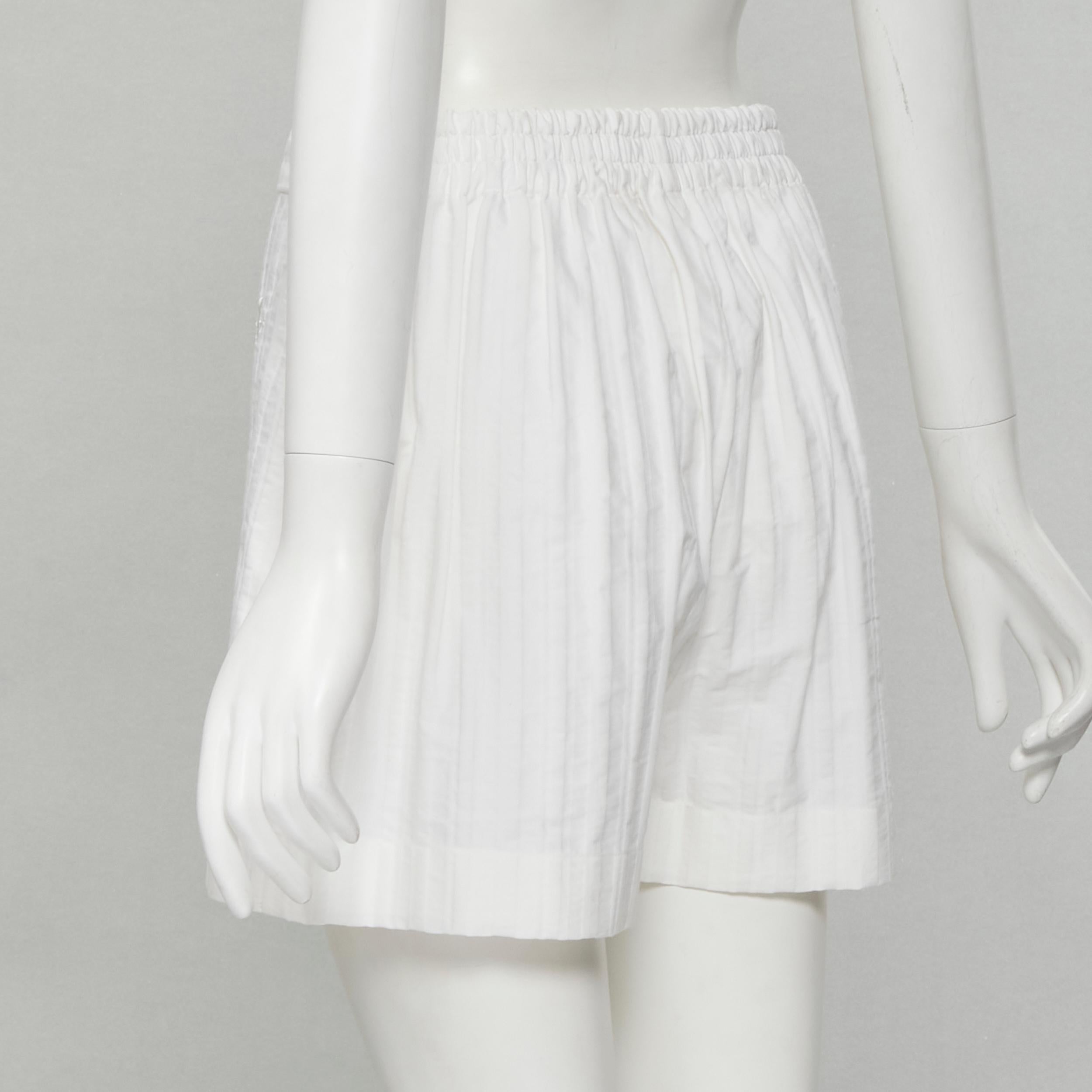 JIL SANDER + 100% cotton white striped high rise wide shorts FR34 XS In Excellent Condition For Sale In Hong Kong, NT