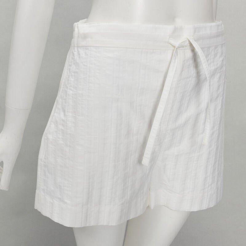 JIL SANDER + 100% cotton white striped high rise wide shorts FR34 XS 1