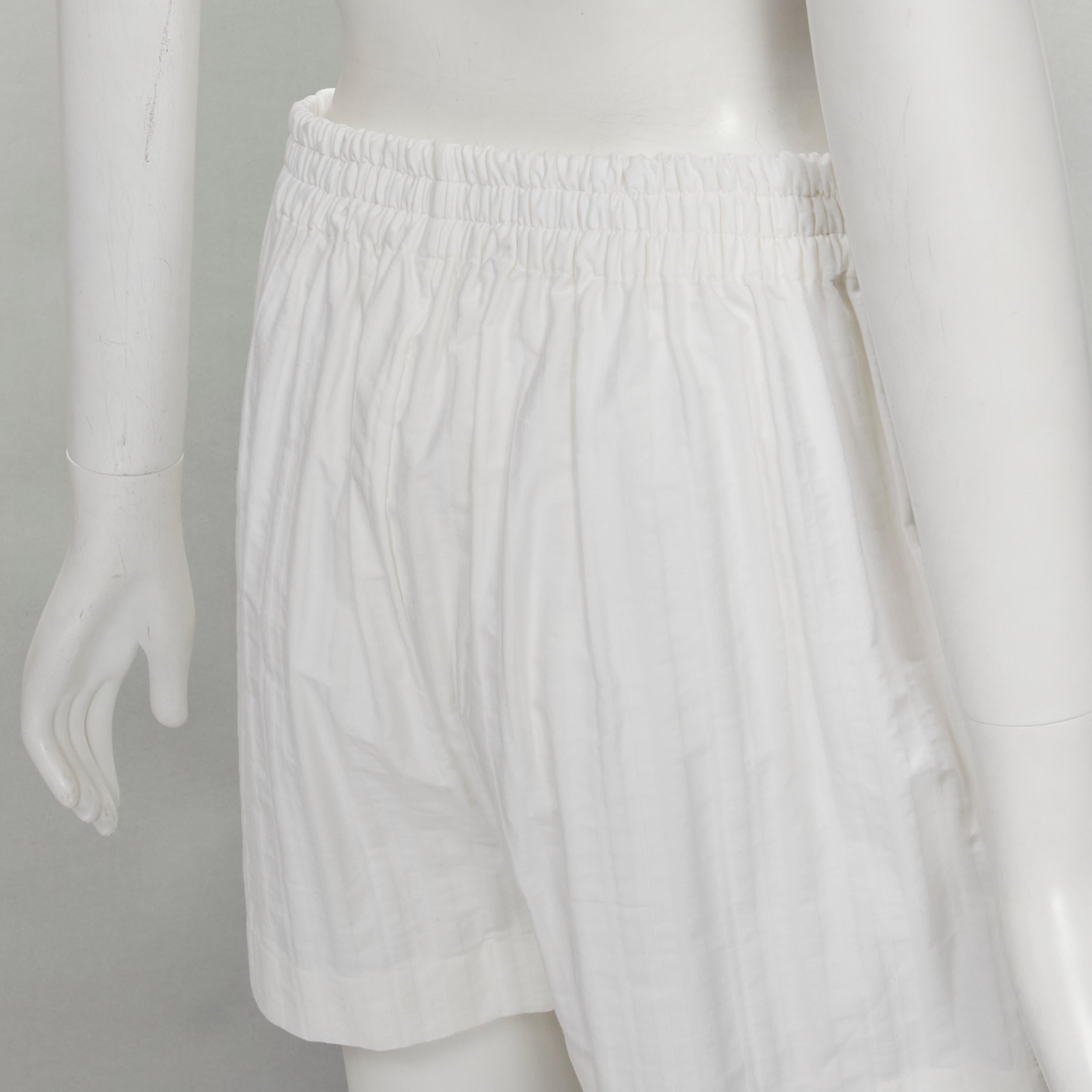 JIL SANDER + 100% cotton white striped high rise wide shorts FR34 XS For Sale 2
