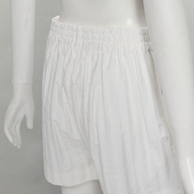 JIL SANDER + 100% cotton white striped high rise wide shorts FR34 XS 3