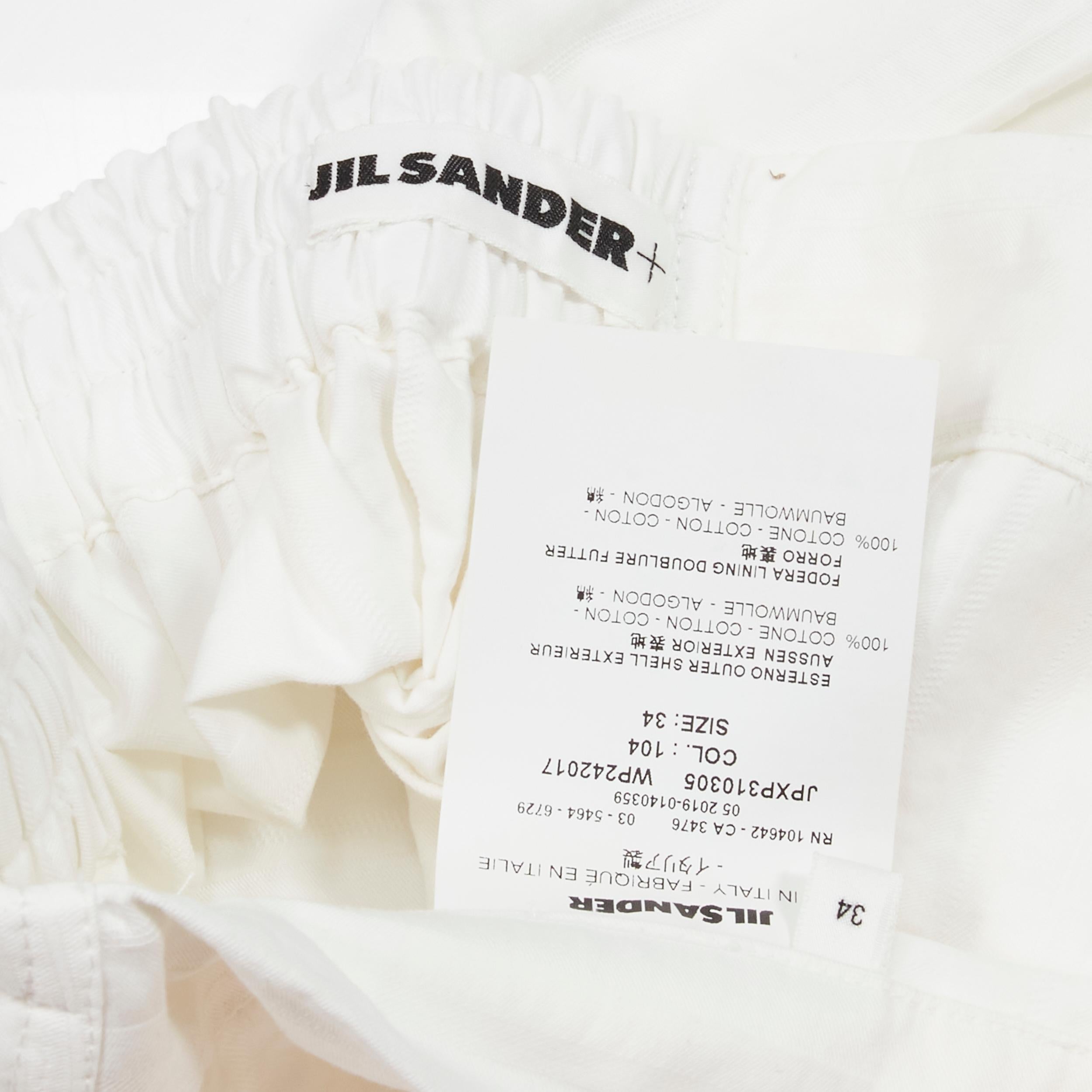 JIL SANDER + 100% weiß gestreifte, hochgestreckte, breite Shorts aus Baumwolle FR34 XS im Angebot 4