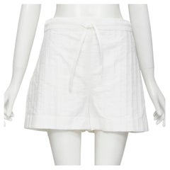 JIL SANDER + 100% weiß gestreifte, hochgestreckte, breite Shorts aus Baumwolle FR34 XS